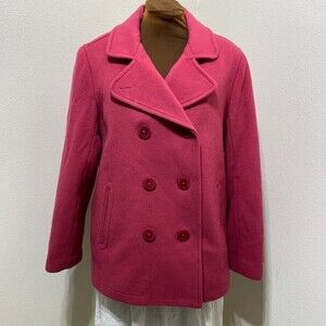 LL Bean Bellandi Italy Wool Coat Double Breasted Peacoat Thinsulate Size 12 Peti
